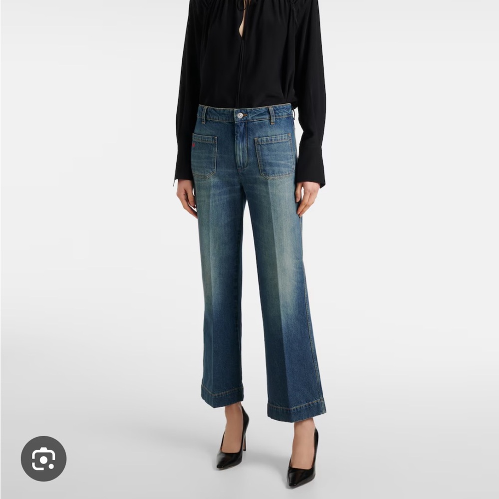 Victoria Beckham High Rise Wide Leg Alina cropped Jeans 27” Womens - 28